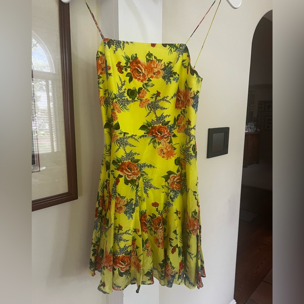 Alice and Olivia Yellow Floral ‘Ginny’ Mini Dress